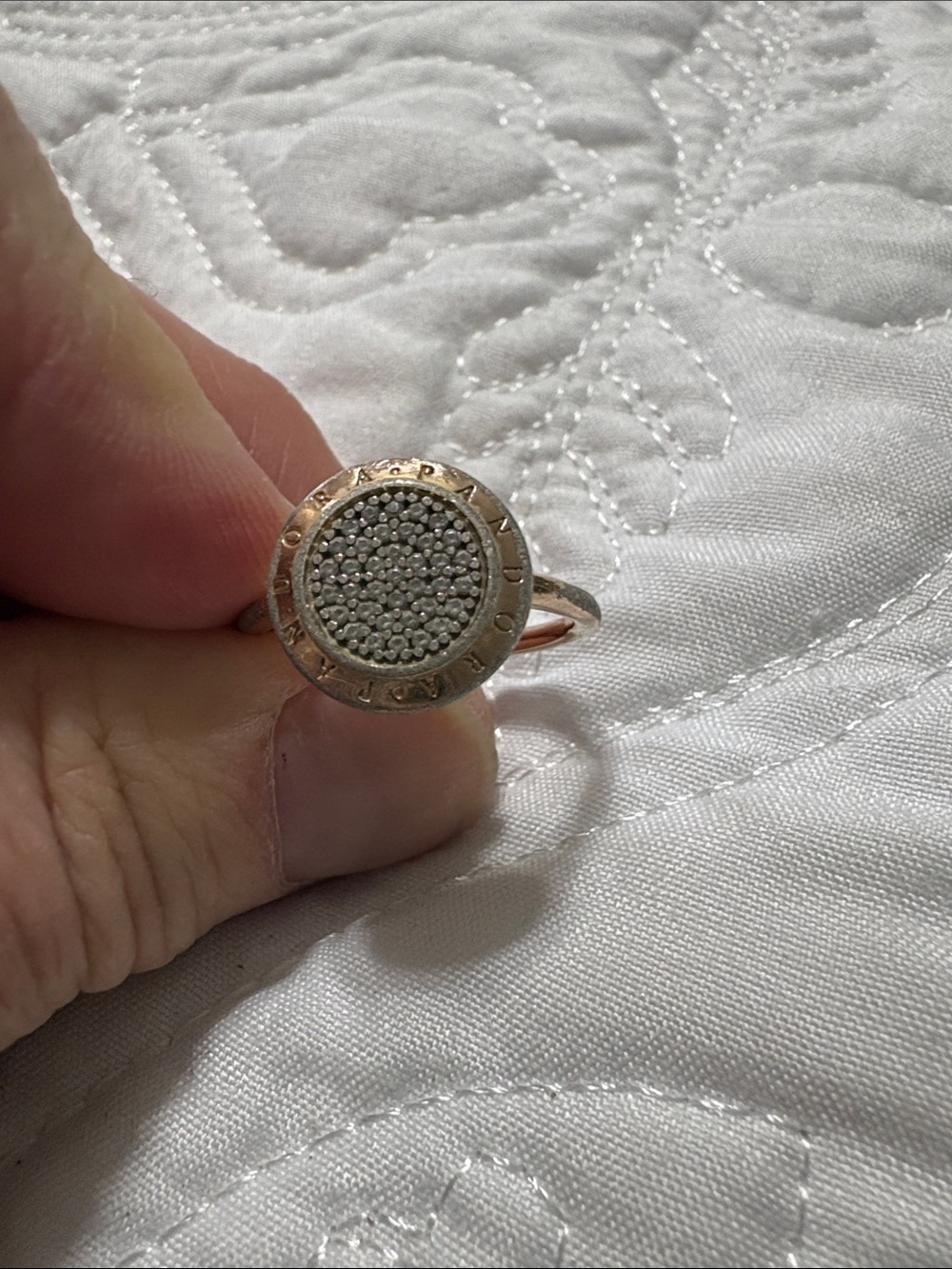 Pandora Rose Gold Pavé Disc Ring